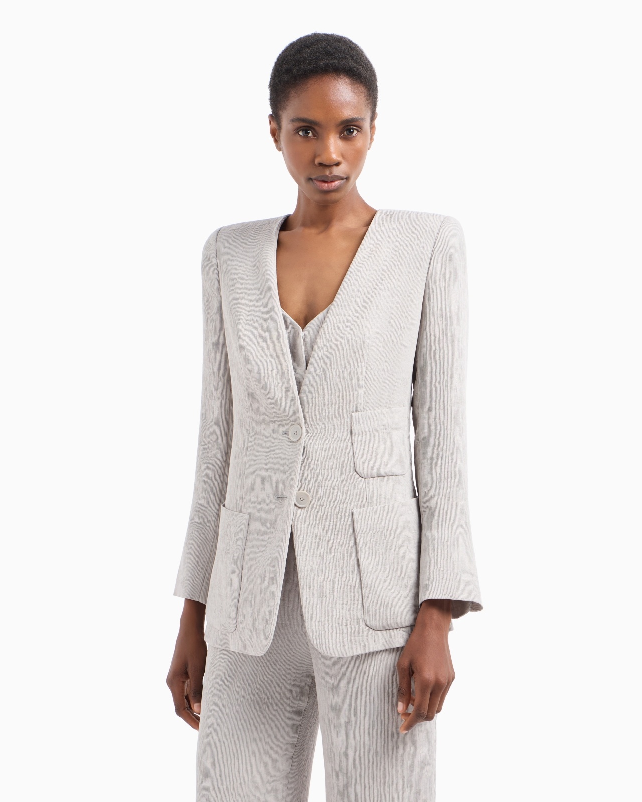 SINGLE-BREASTED JACKET IN FLUID CANNETÉ - 2