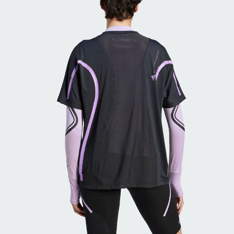 (WMNS) adidas By Stella Mccartney Truepace Running Loose Short Sleeve T-shirt 'Black Purple' II3236 - 3
