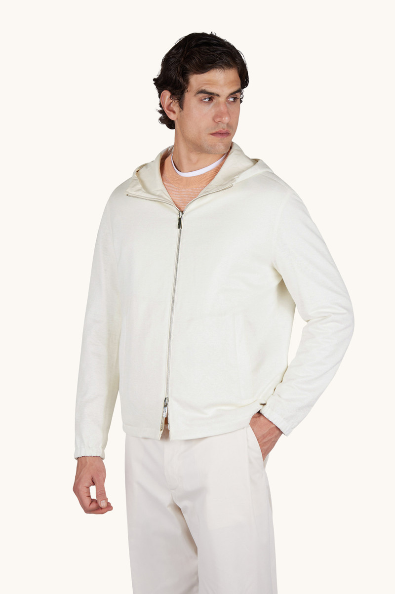 REVERSIBLE WINDBREAKER IN LINEN JERSEY AND TYPHOON® PLATINUM 15