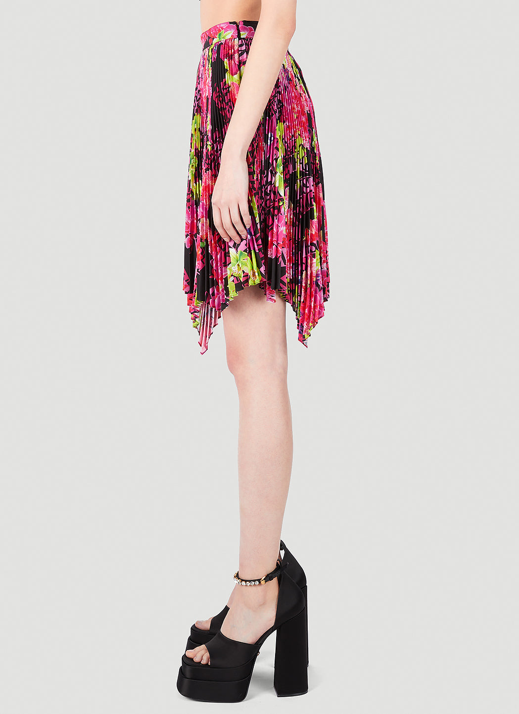 Versace Women Floral Logo Pleated Mini Skirt - 3