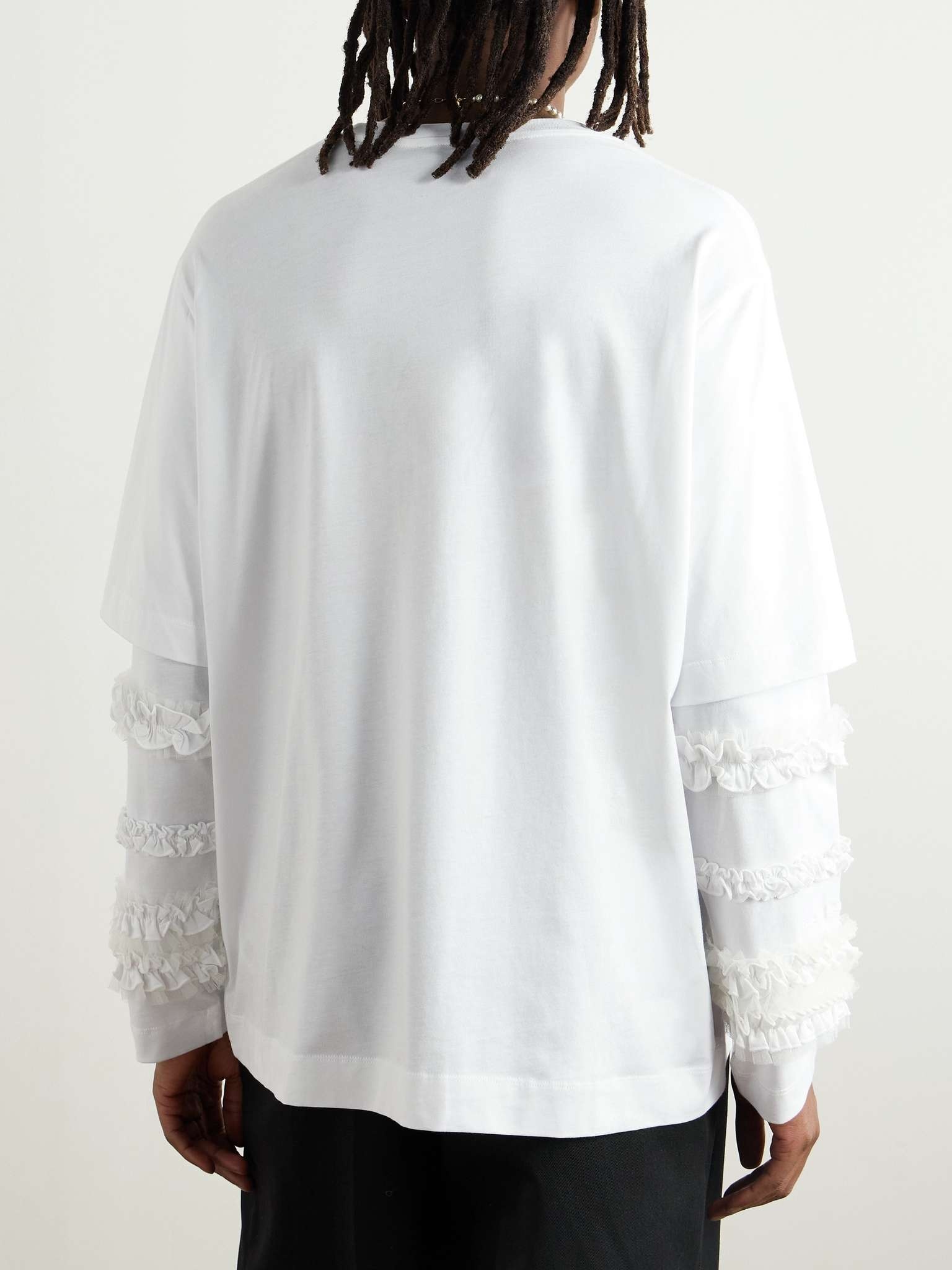 Ruffled Tulle-Trimmed Cotton-Jersey T-Shirt - 3