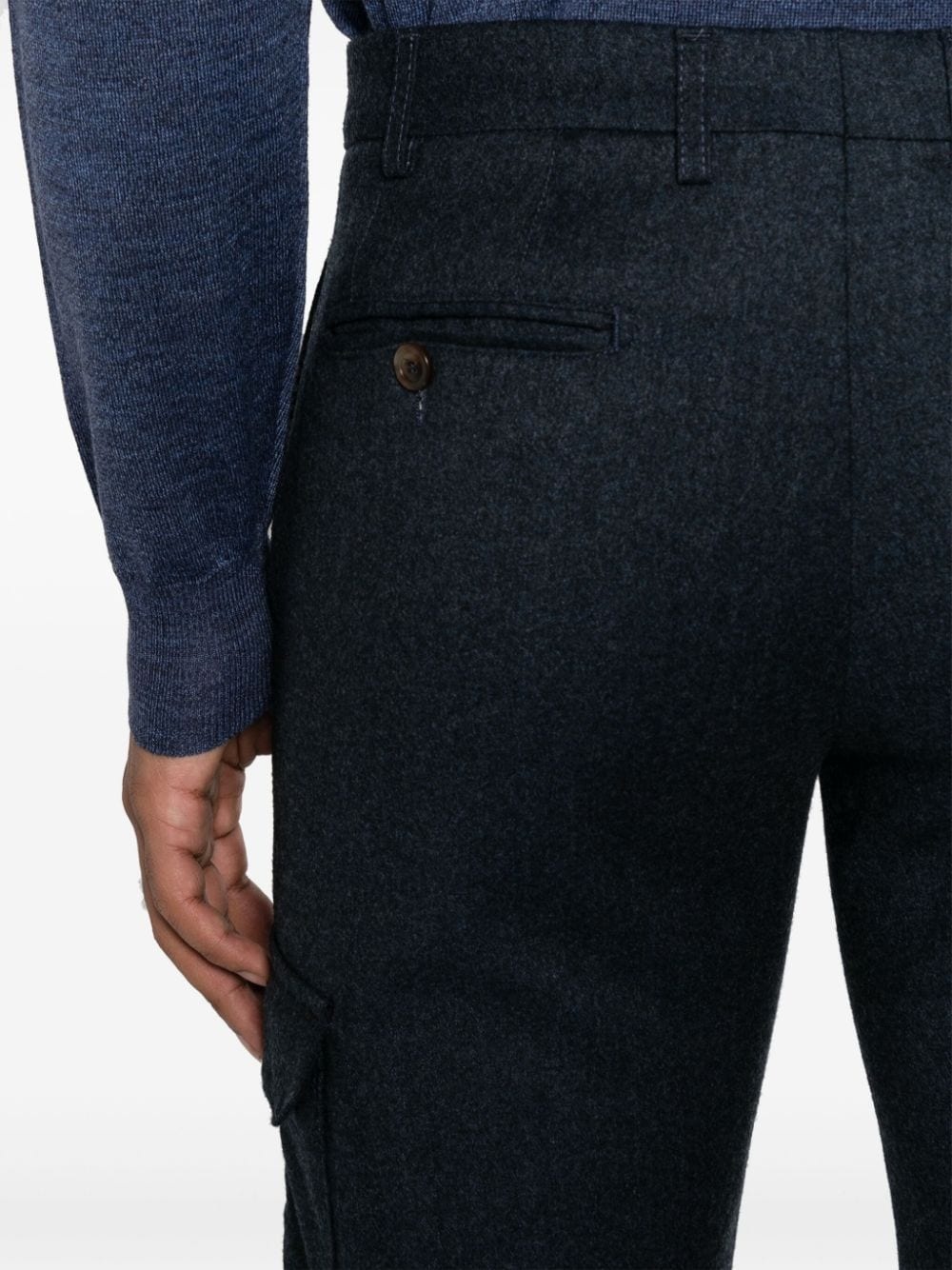 slim-cut wool cargo trousers - 5
