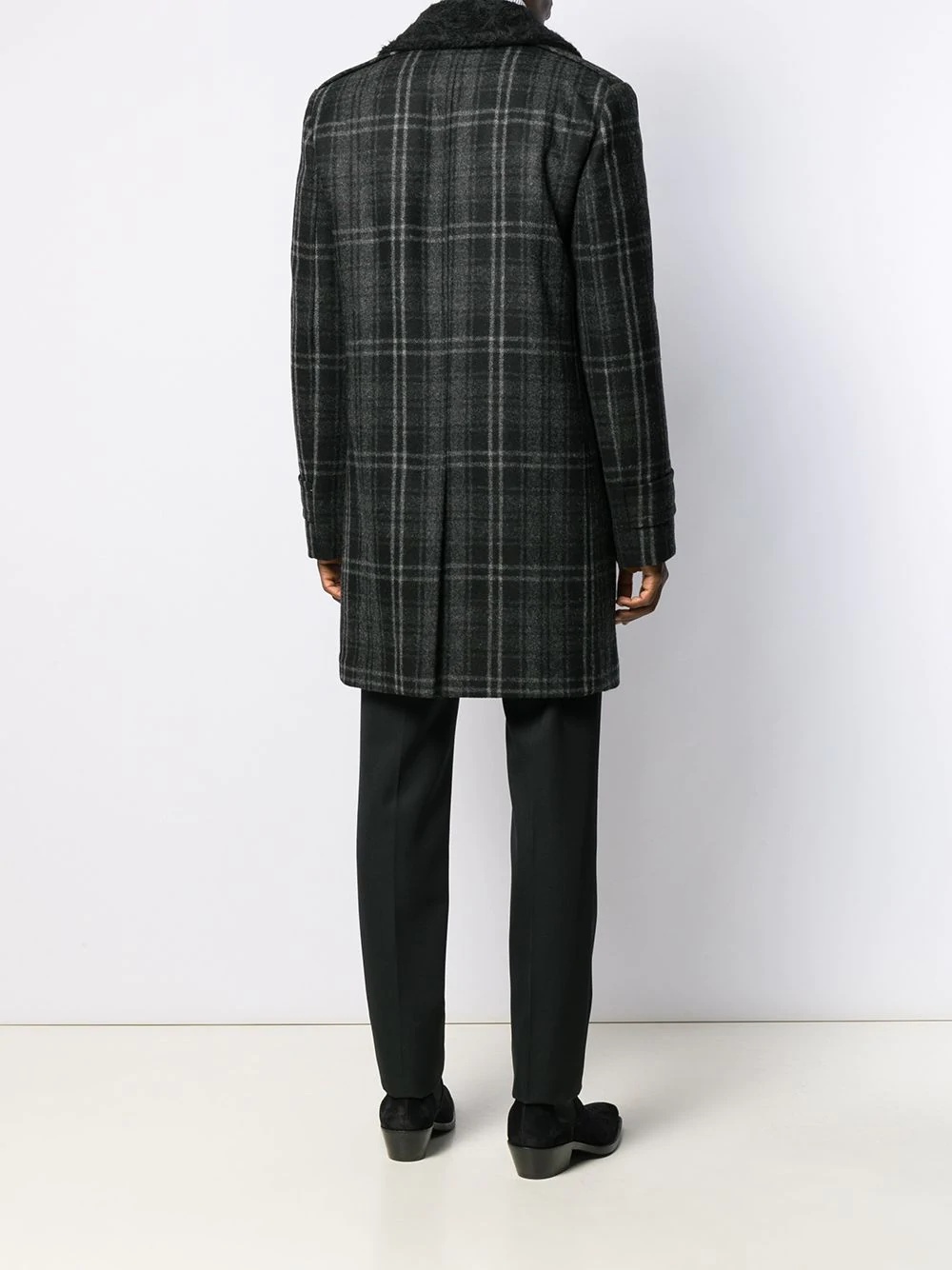 checked wool coat - 4