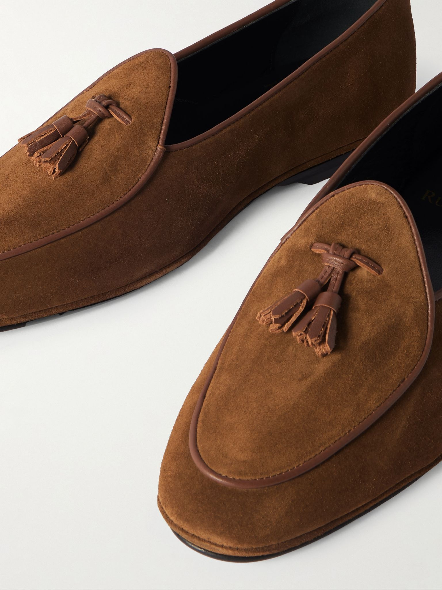 Marphy Tasselled Leather-Trimmed Suede Loafers Brown - 5