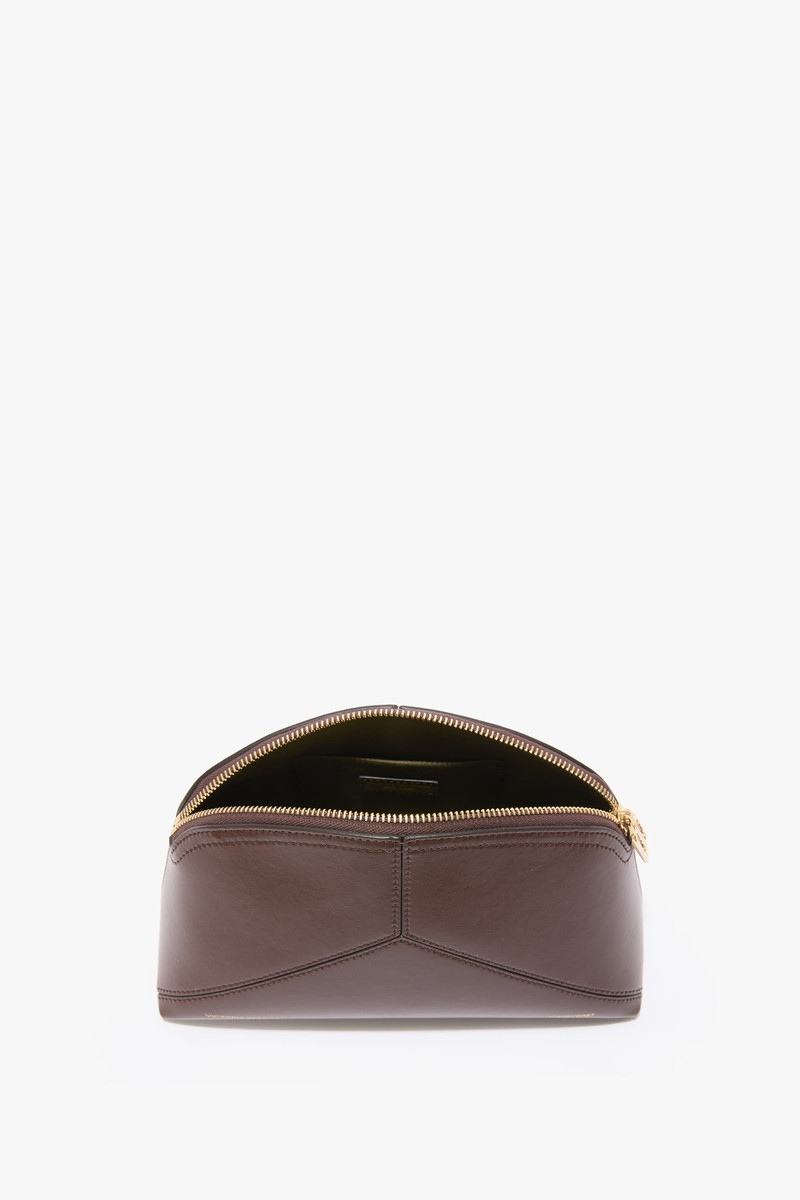 Victoria Large Travel Pouch In Dark Brown Smooth Leather 5