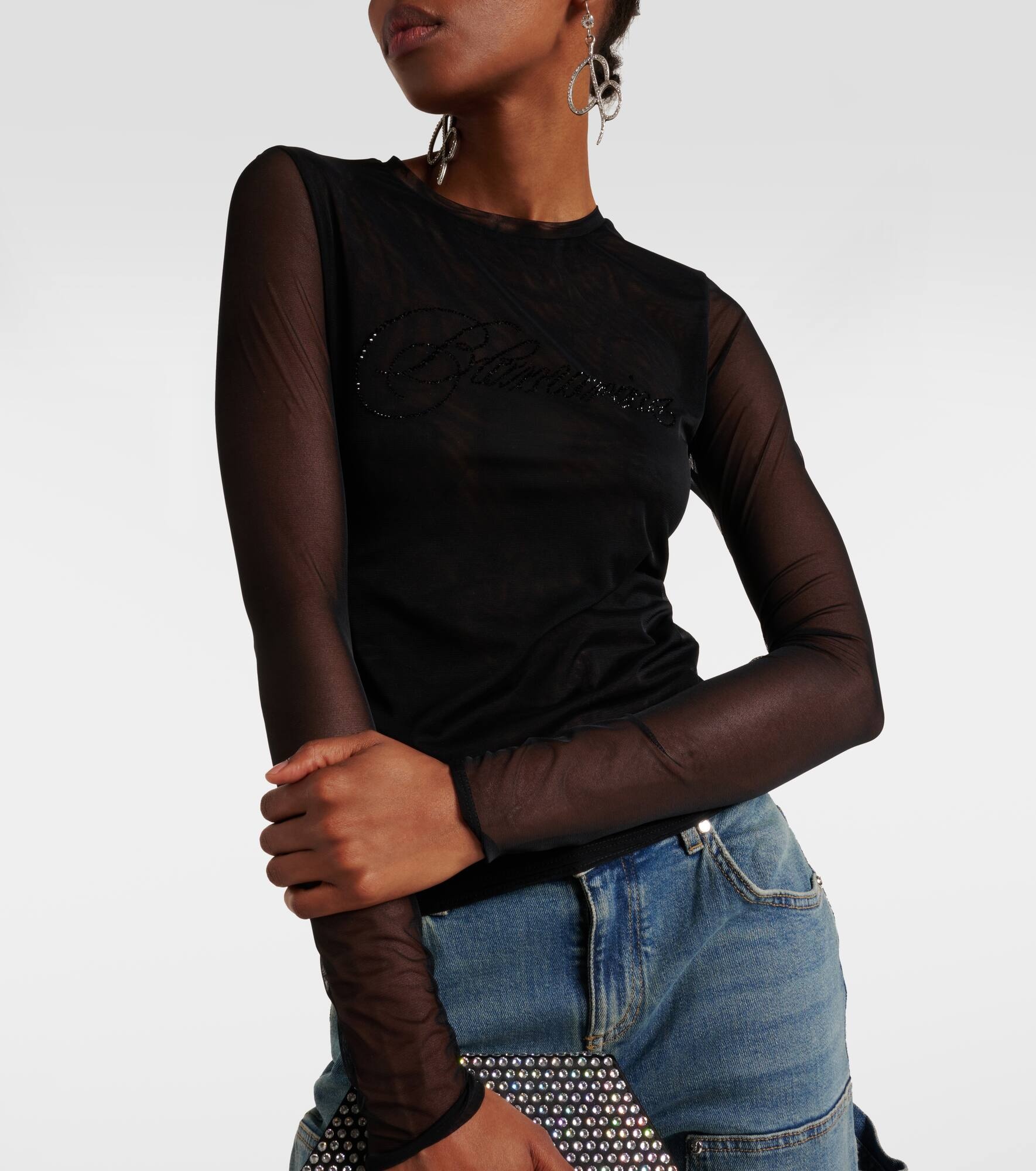 Logo tulle-trimmed T-shirt - 5
