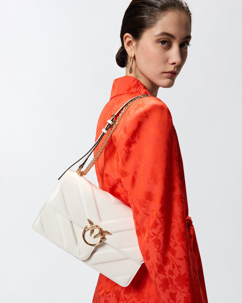 LOVE BAG ONE MEDIUM SHOULDER BAG IN CHEVRON LEATHER AND NAPPA WITH TRIPLE CHAIN 5