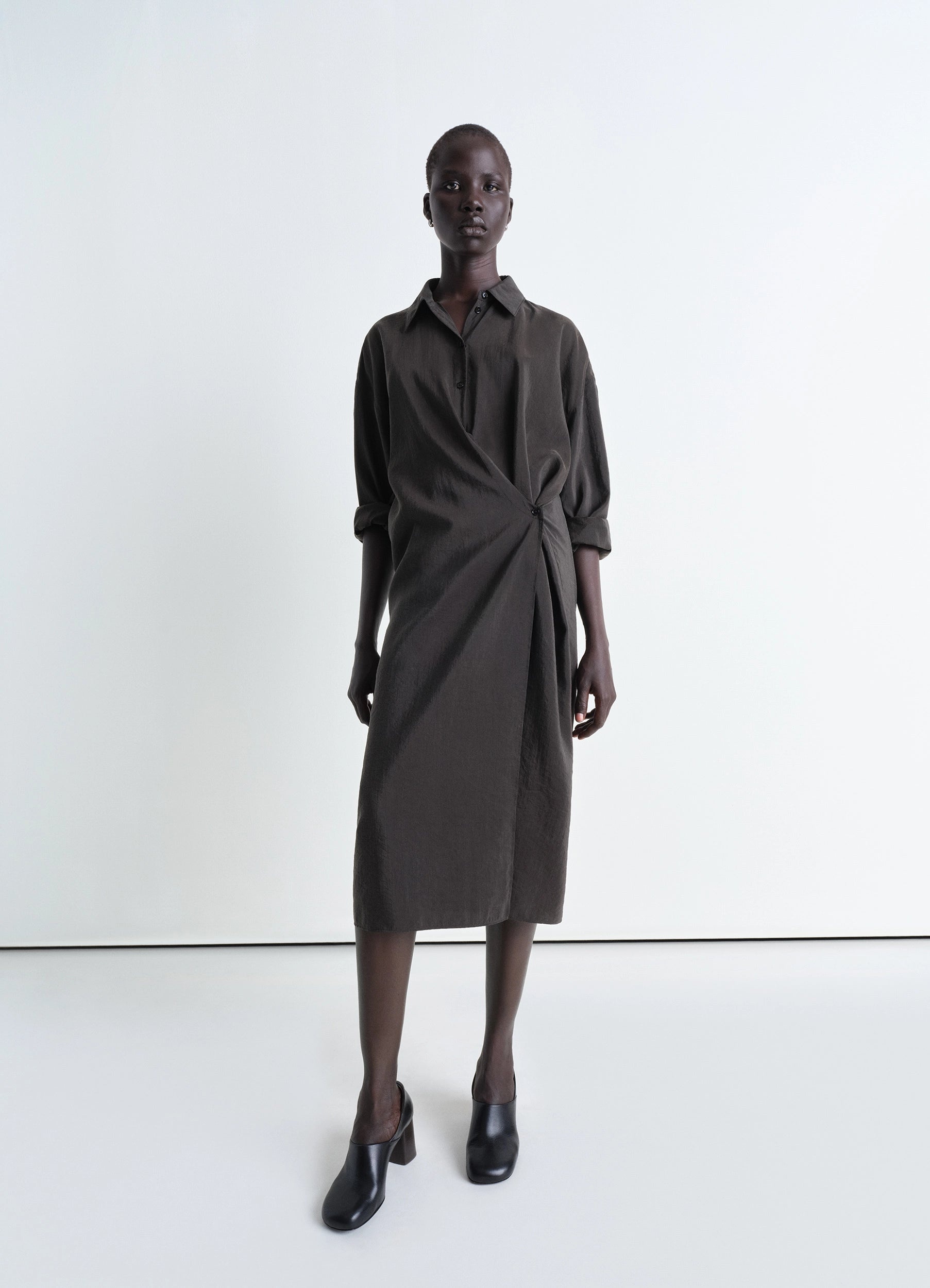 STRAIGHT COLLAR TWISTED DRESS - 2