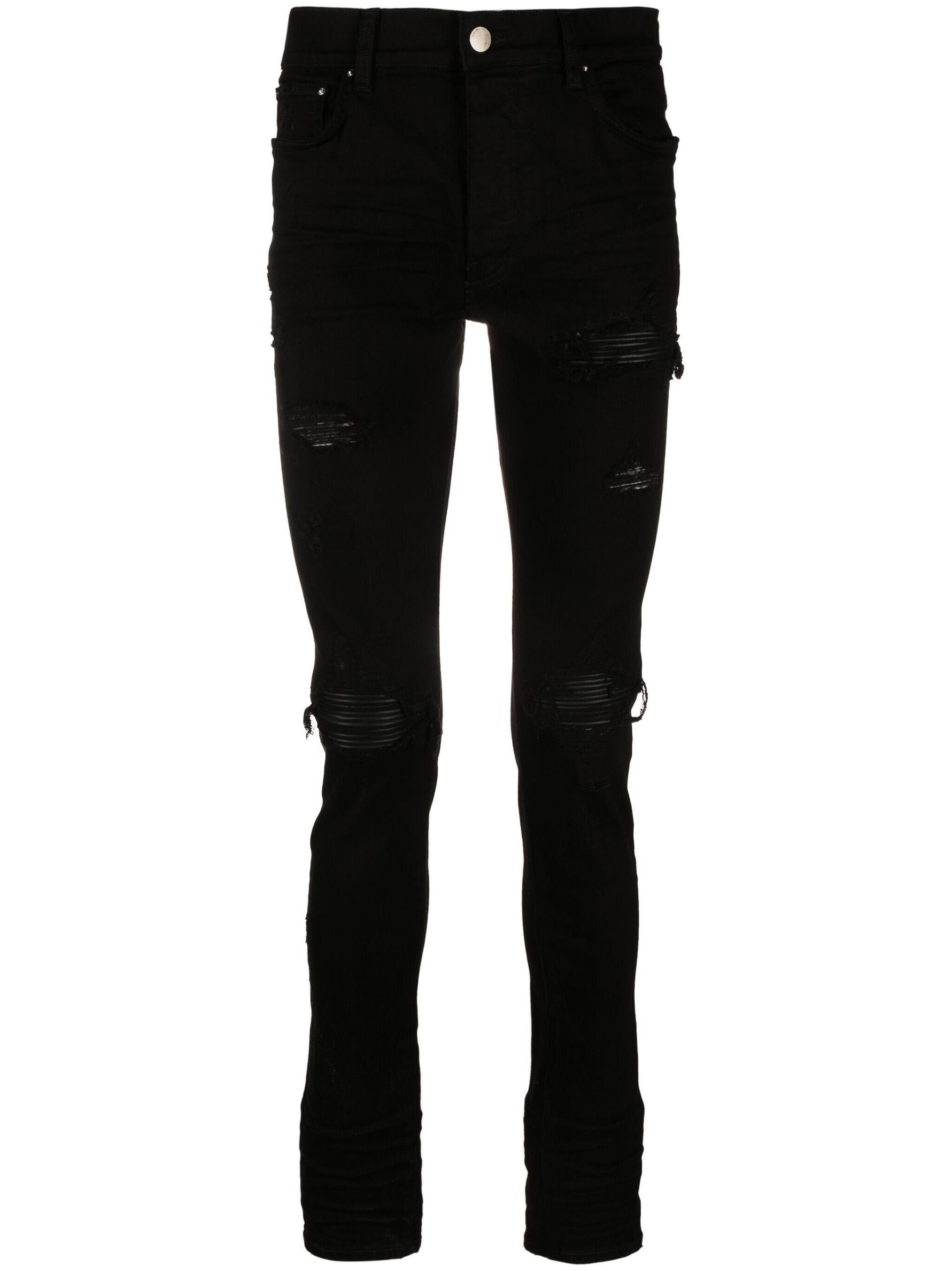 Black Distressed Skinny Cut Jeans - 1
