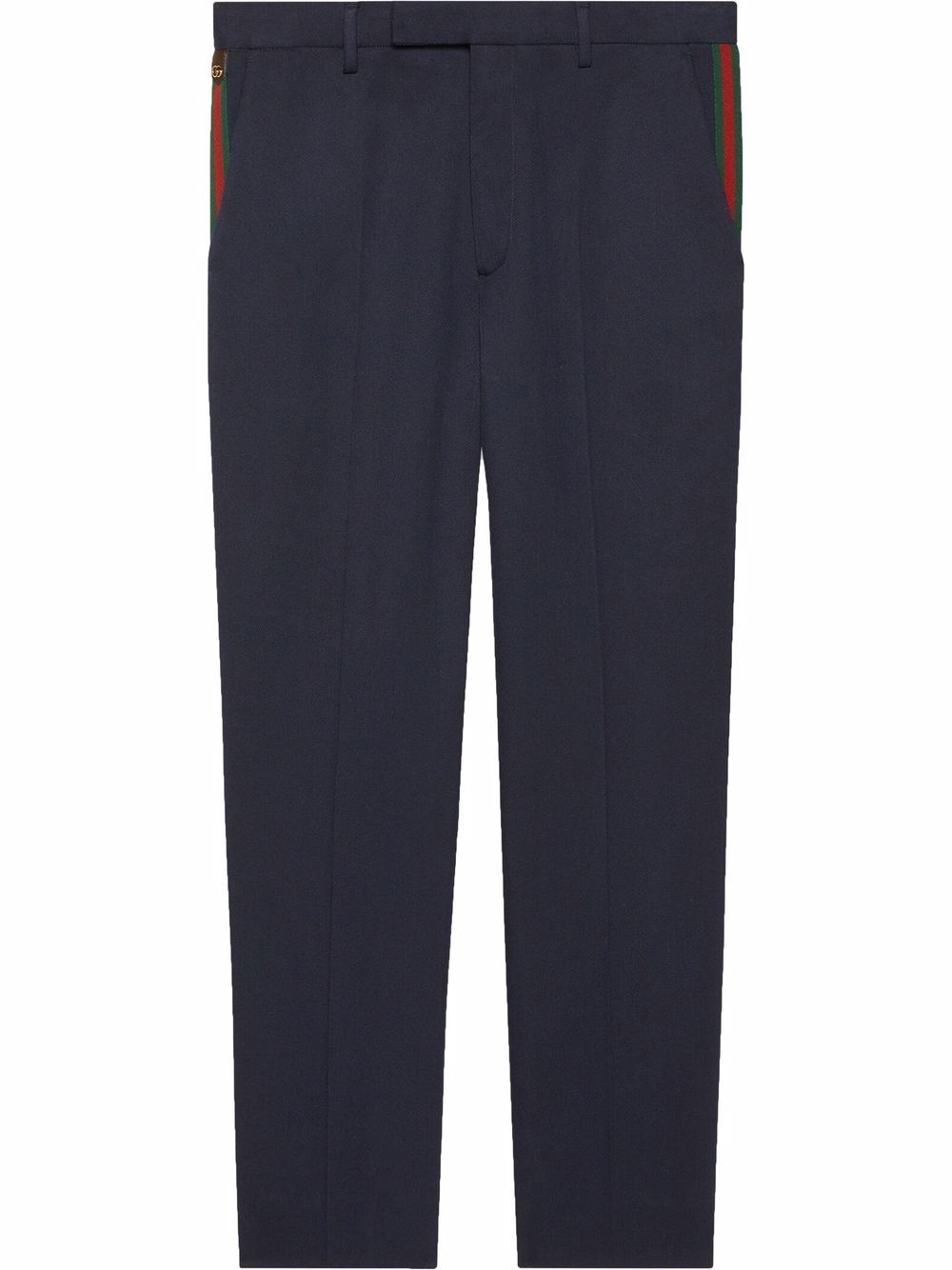 Web-stripe trim trousers - 1