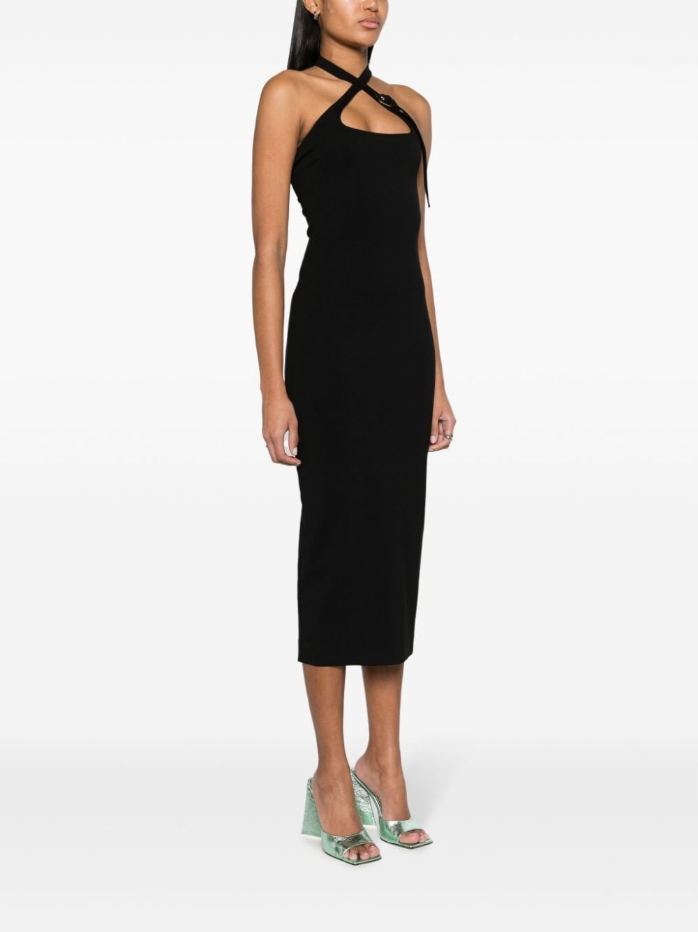 buckle-embellished halterneck midi dress - 3