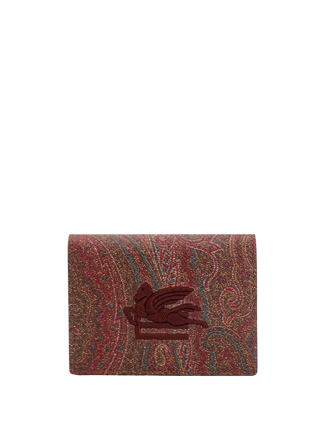 Paisley fabric wallet with embroidered Pegaso logo - 1