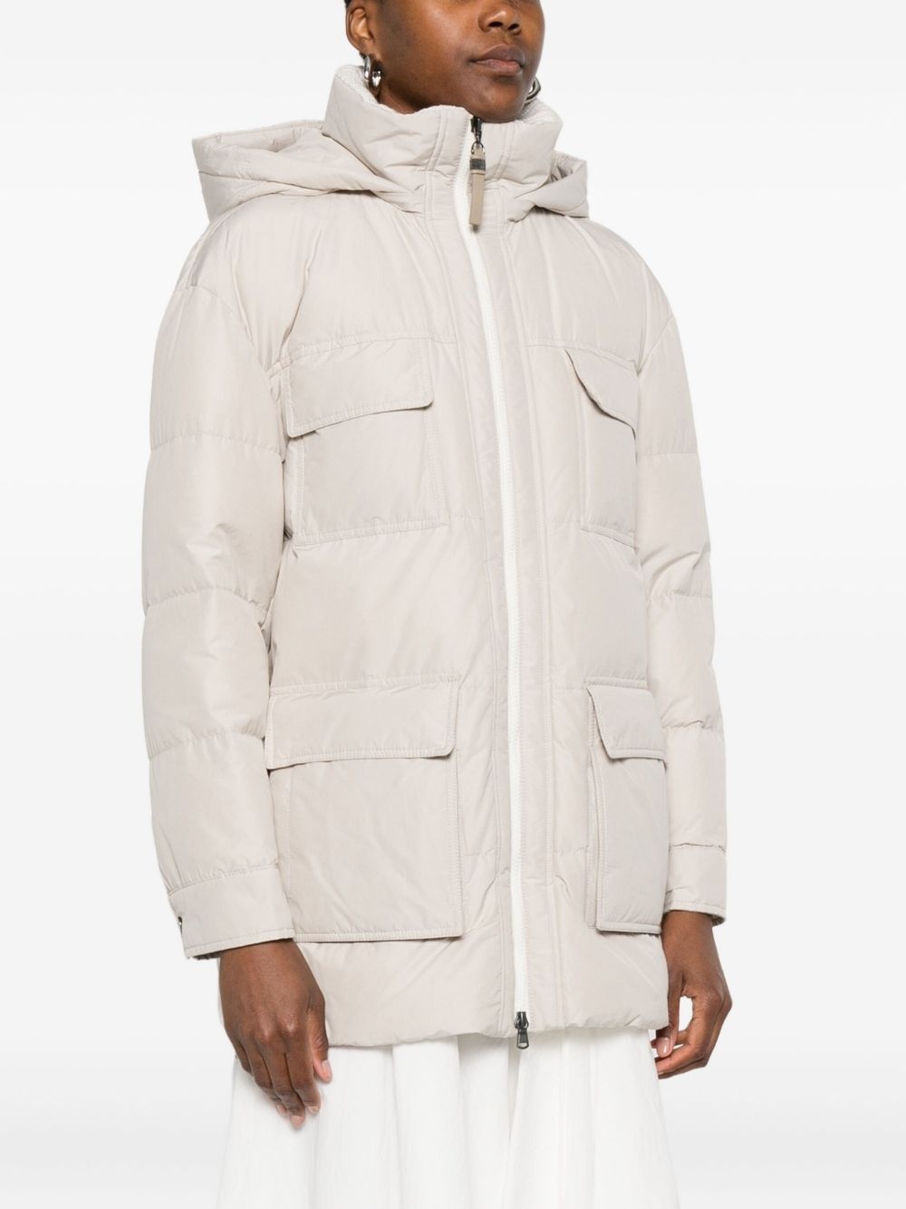 hooded flap-pocket puffer coat - 3