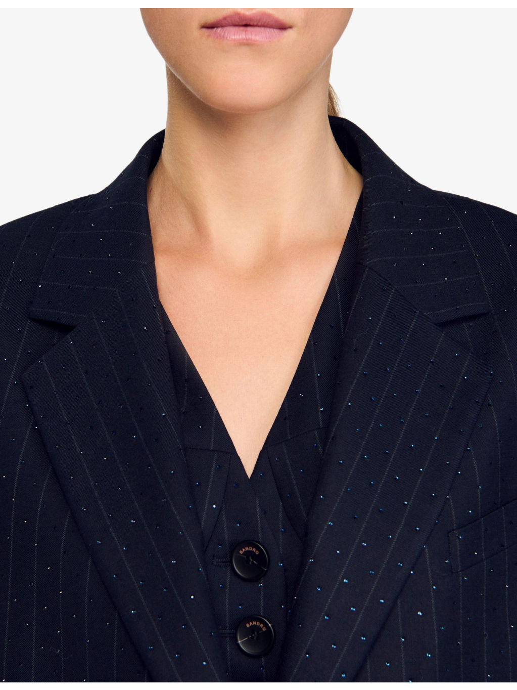 Rhinestone-Embellished Single-Breasted Stretch-Wool Blazer - 5