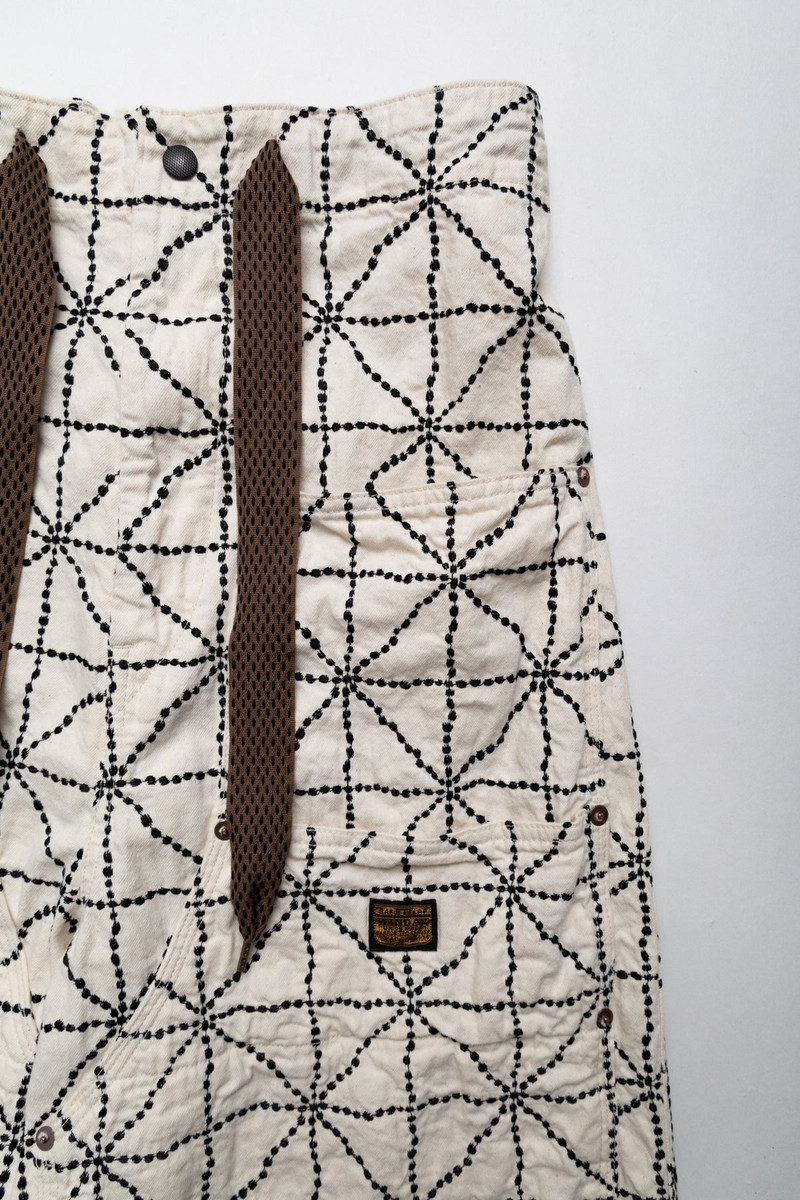 8oz Color Denim FOLD DOJO W-Knee EASY Baggy Pants - Ecru 8