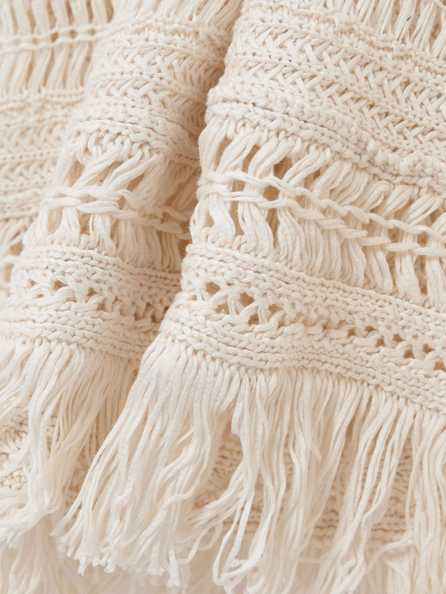 Aralia fringed cotton-macramé mini dress Ecru - 4
