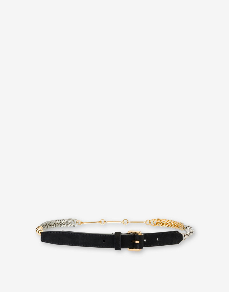CALFSKIN BELT WITH CHAINS - 1