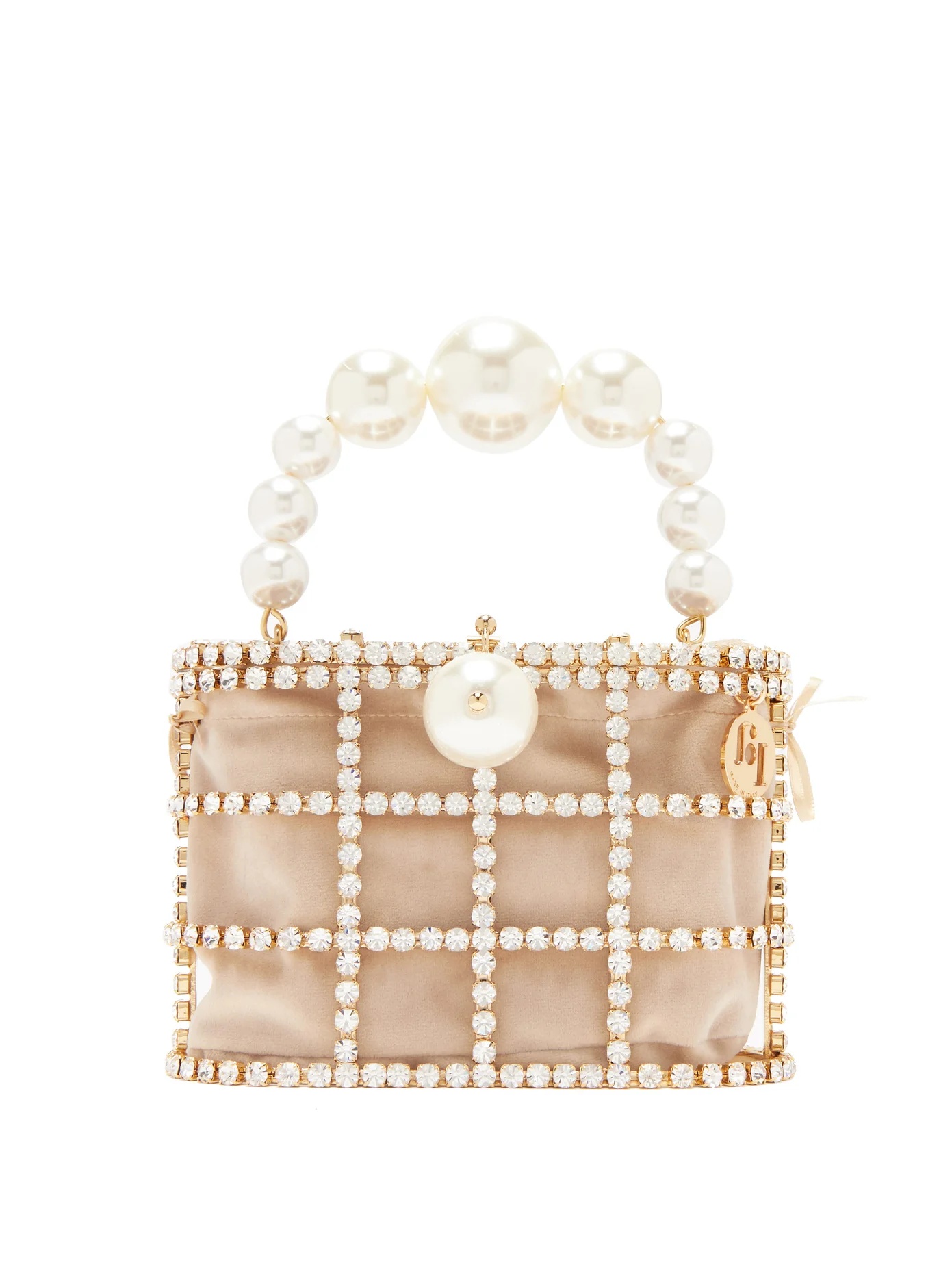 Holli crystal-embellished cage clutch bag - 1