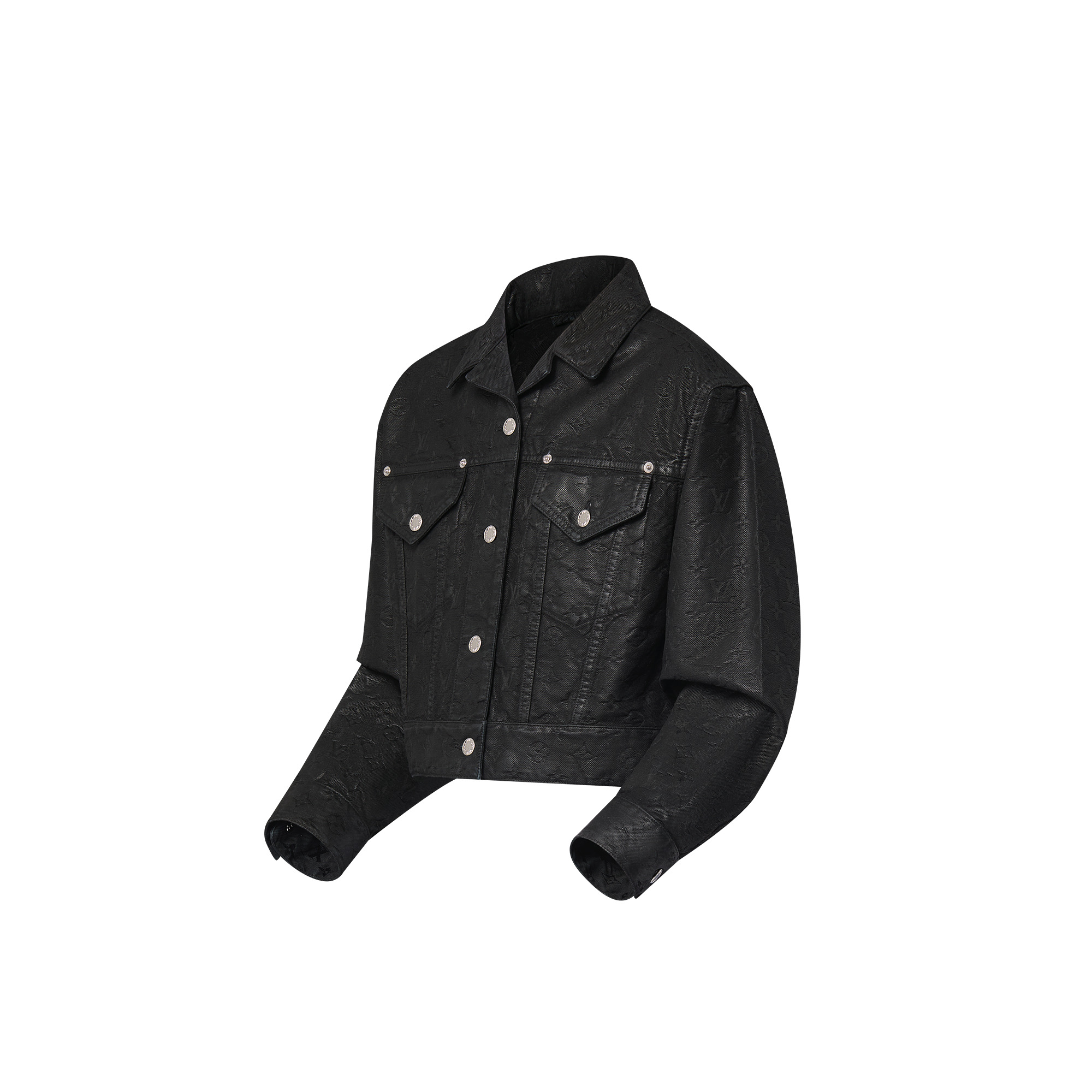 Cropped Monogram Jacquard Denim Jacket - 2