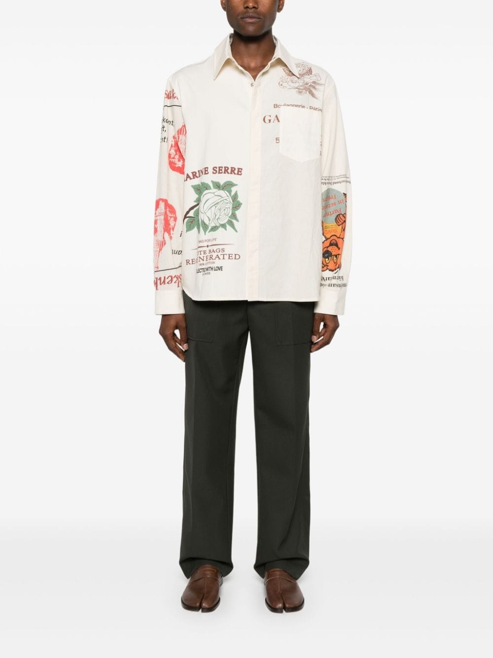 mix-print cotton shirt - 2