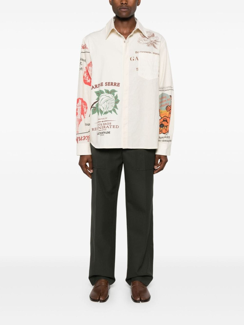 Marine Serre mix-print cotton shirt outlook