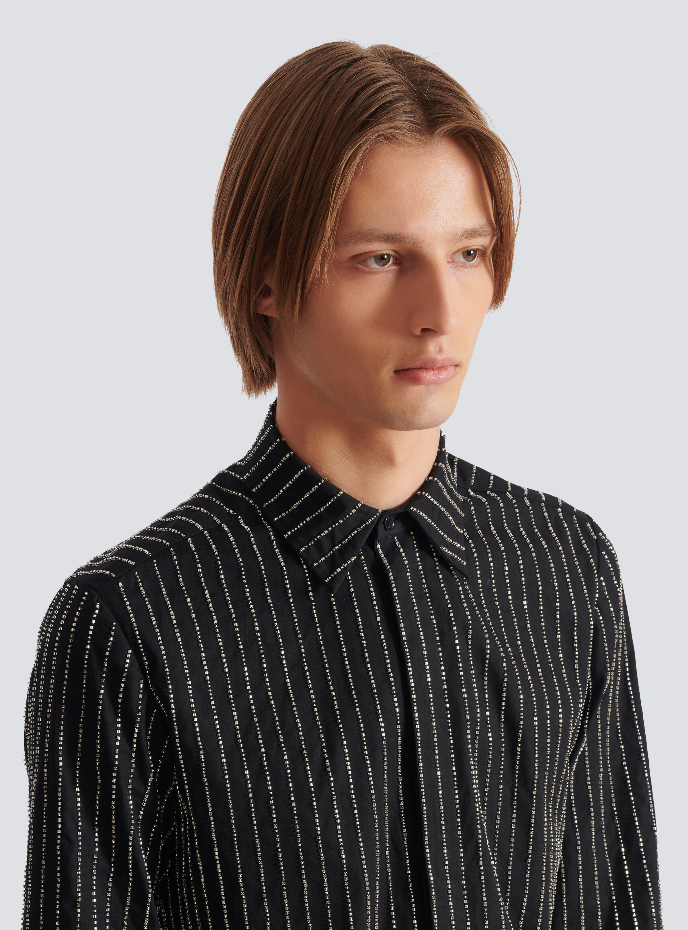 Cotton shirt with crystal stripes - 7