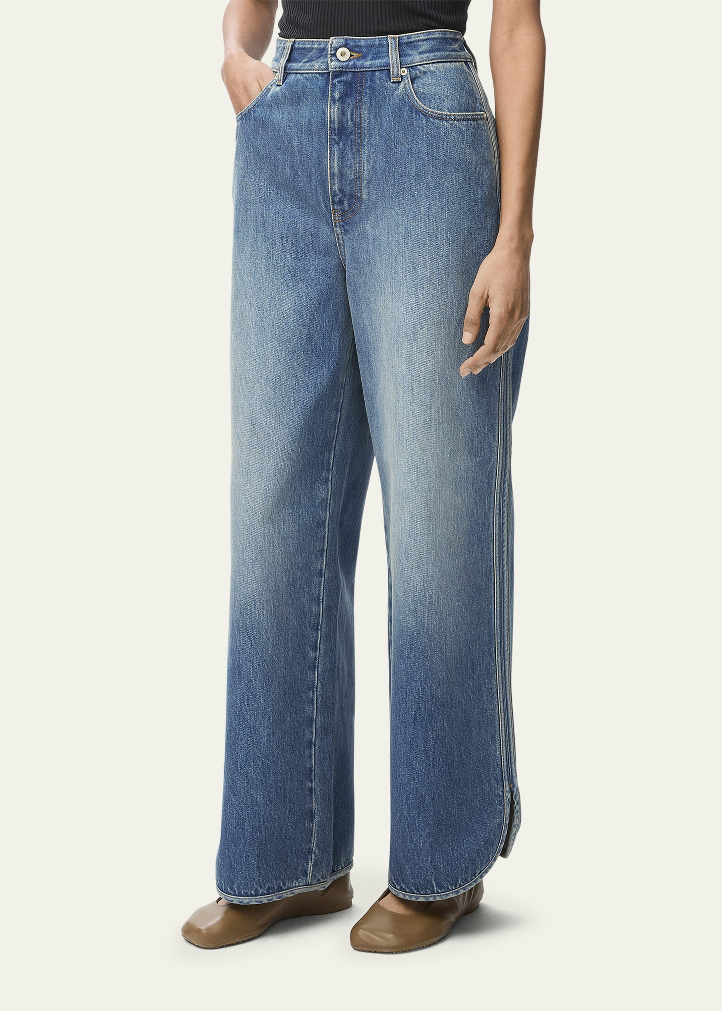 Rounded Hem Wide-Leg Jeans - 3
