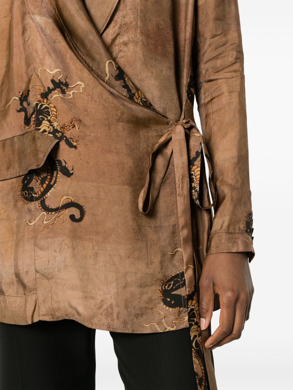 dragon-print wrap jacket - 5