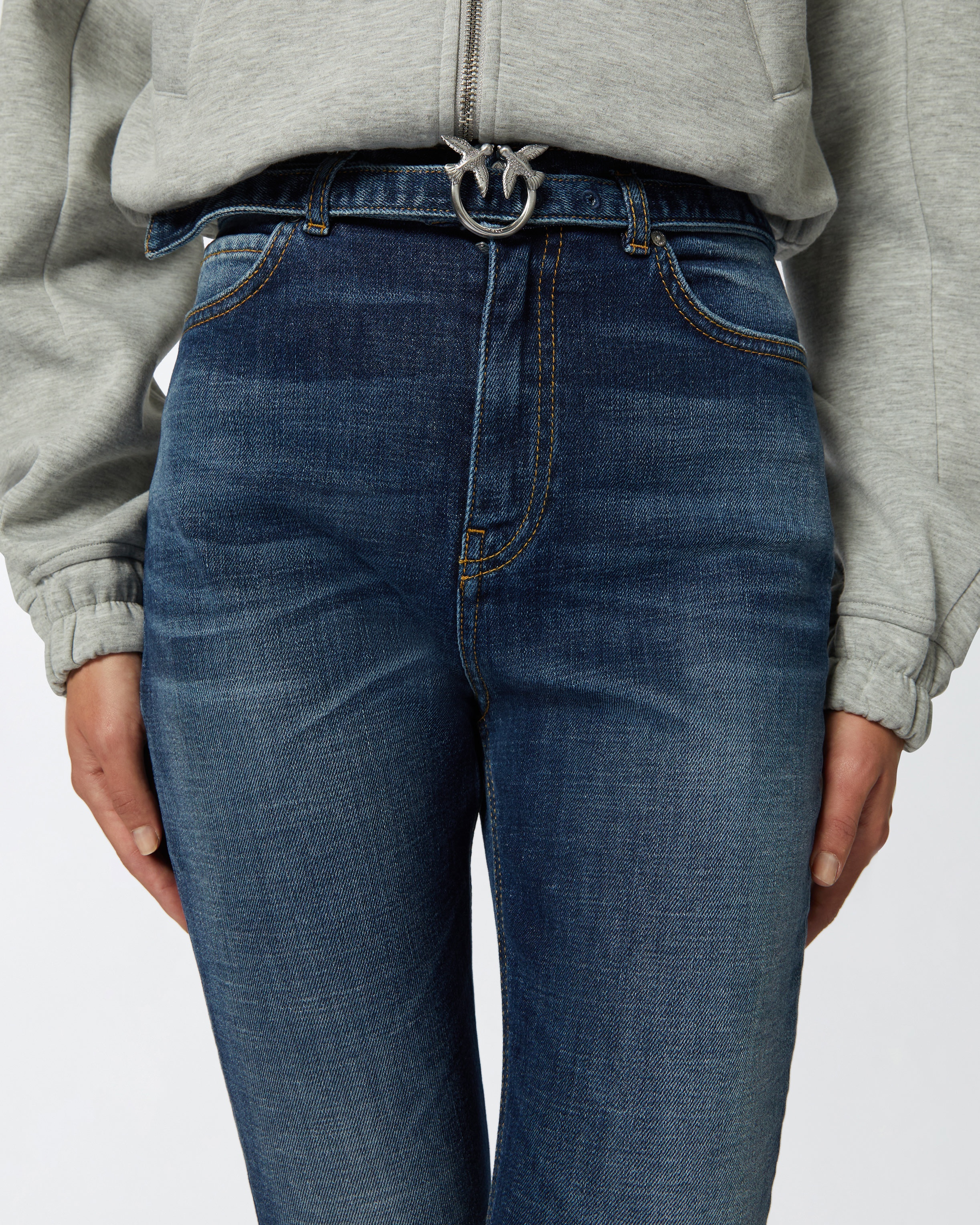 SKINNY DARK BLUE DENIM JEANS - 5