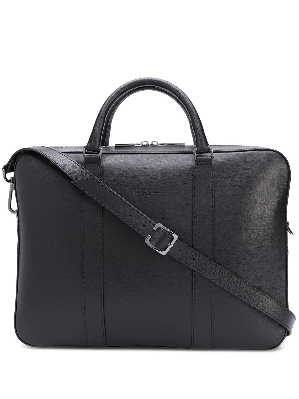 embossed logo leather briefcase - 1