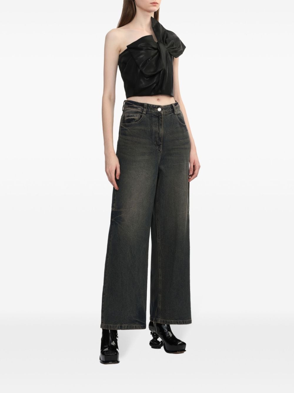 one-shoulder crop top - 2