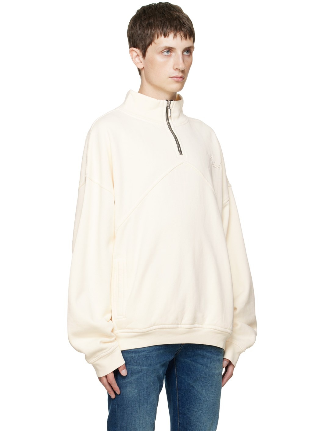 Off-White Quarter Zip Sweatshirt - 2