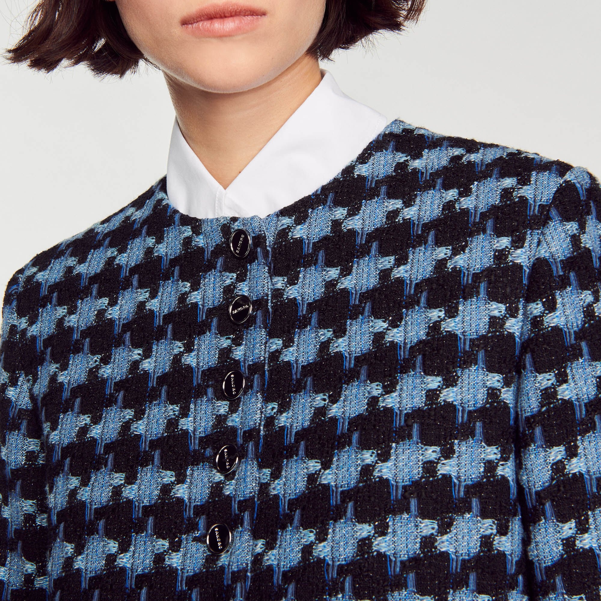 CROPPED HOUNDSTOOTH TWEED JACKET - 4