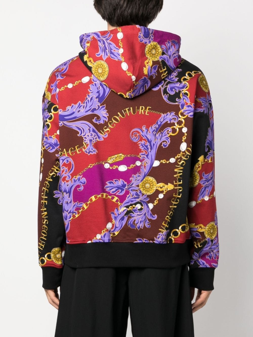 baroque-print cotton hoodie - 4