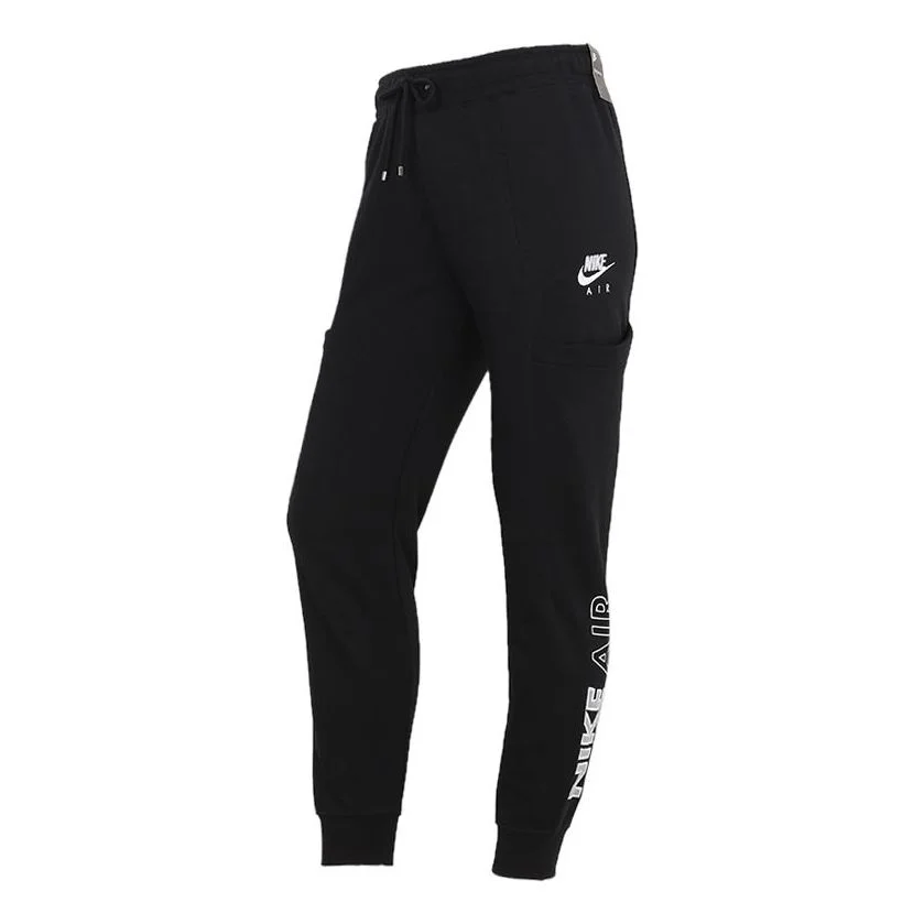 (WMNS) Nike Air Logo Printing Big Pocket Bundle Feet Sports Pants/Trousers/Joggers Black CZ8627-010 - 1