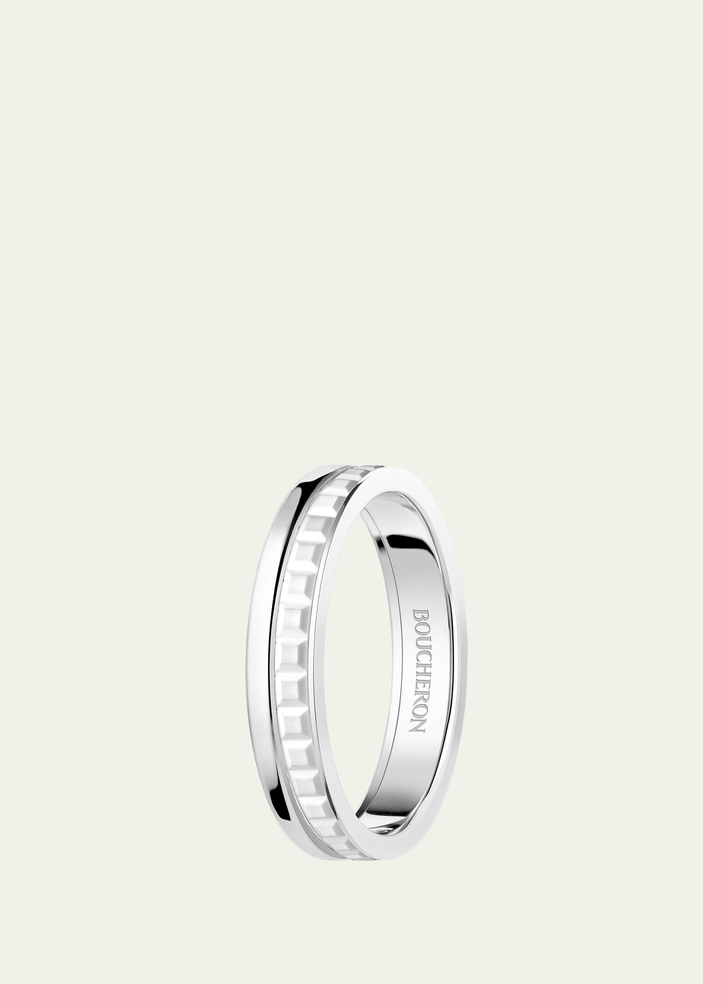 18K White Gold Quatre Double Wedding Band Ring, White Edition - 2