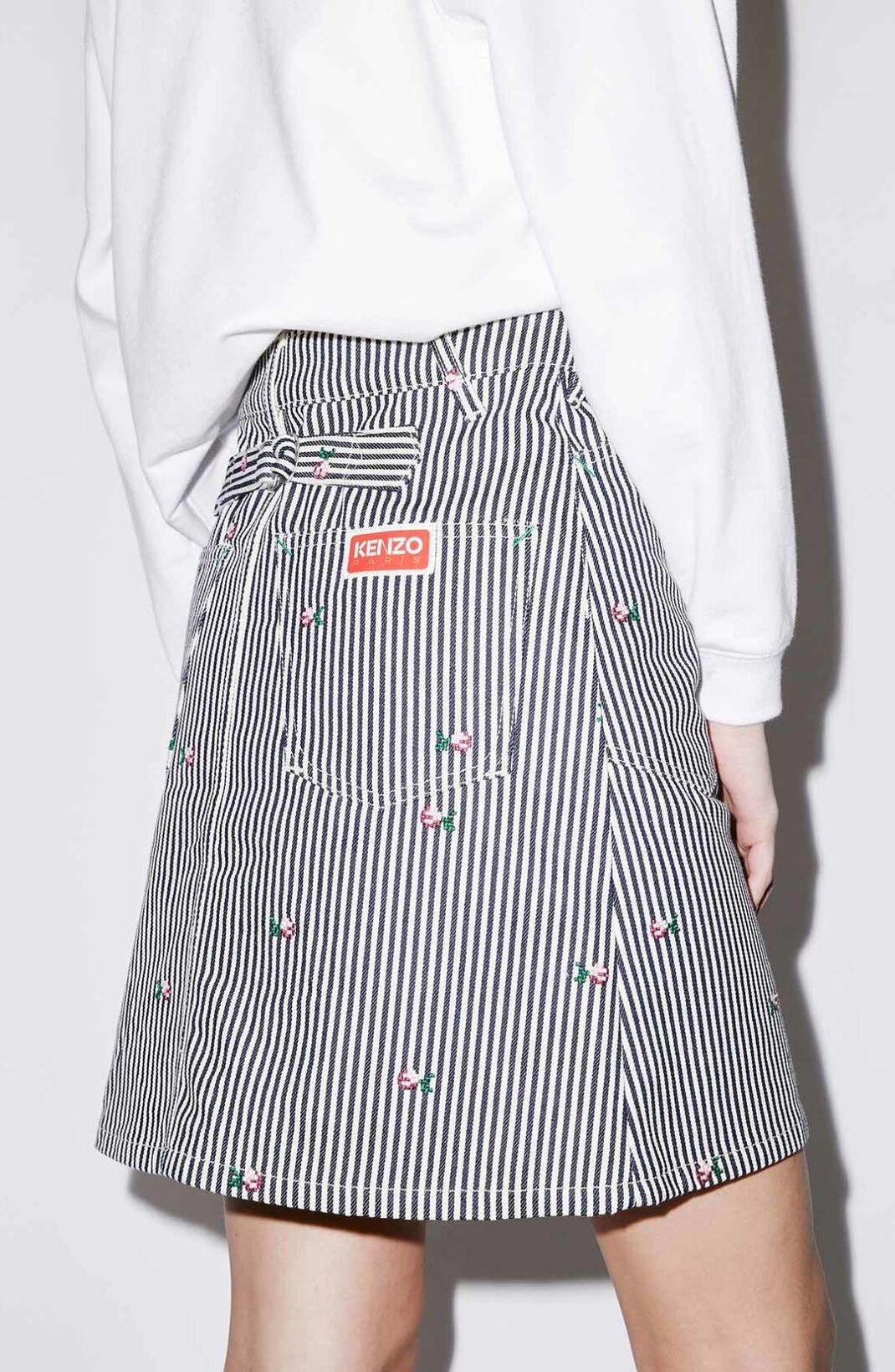 'KENZO Pixel' striped denim mini skirt - 5