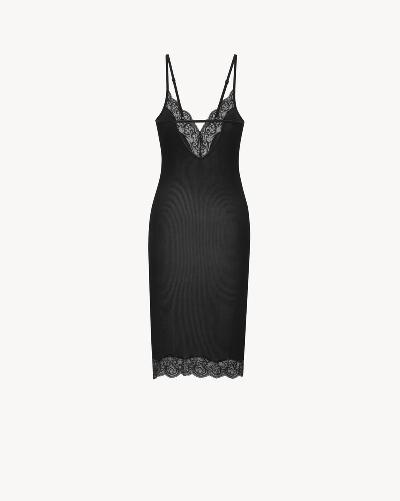 SAINT LAURENT LACED SLIP DRESS IN SILK JERSEY outlook