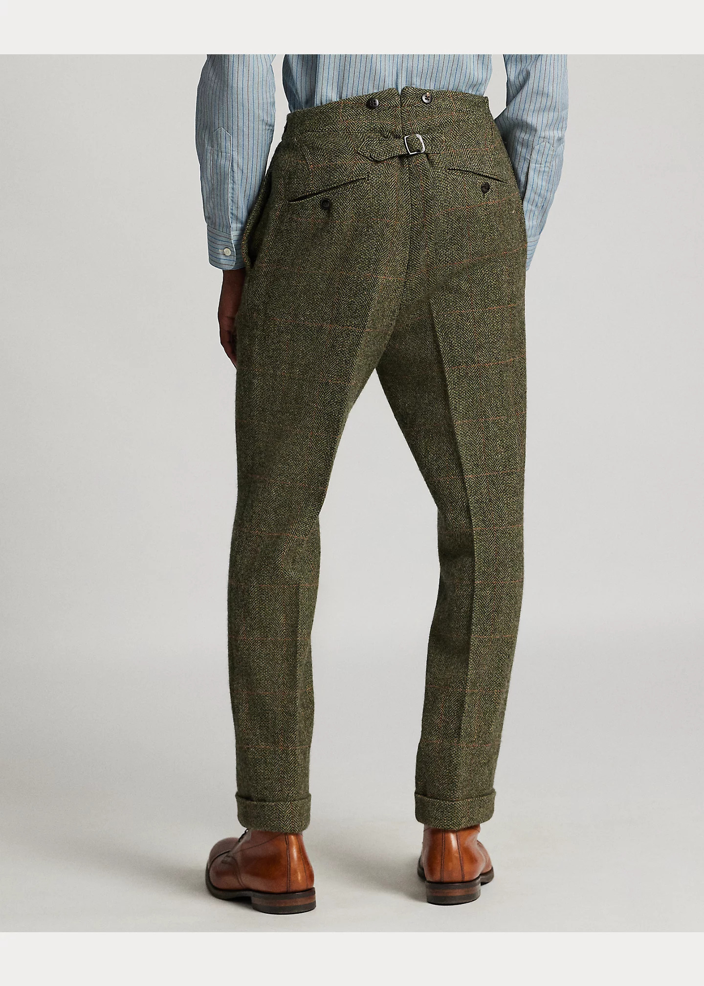 Slim Fit Windowpane Wool Suit Trouser - 4