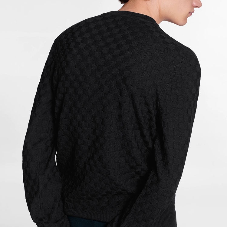 Men's LOUIS VUITTON FW21 Solid Color Casual Round Neck Long Sleeves Knit Black 1A7XCG - 3