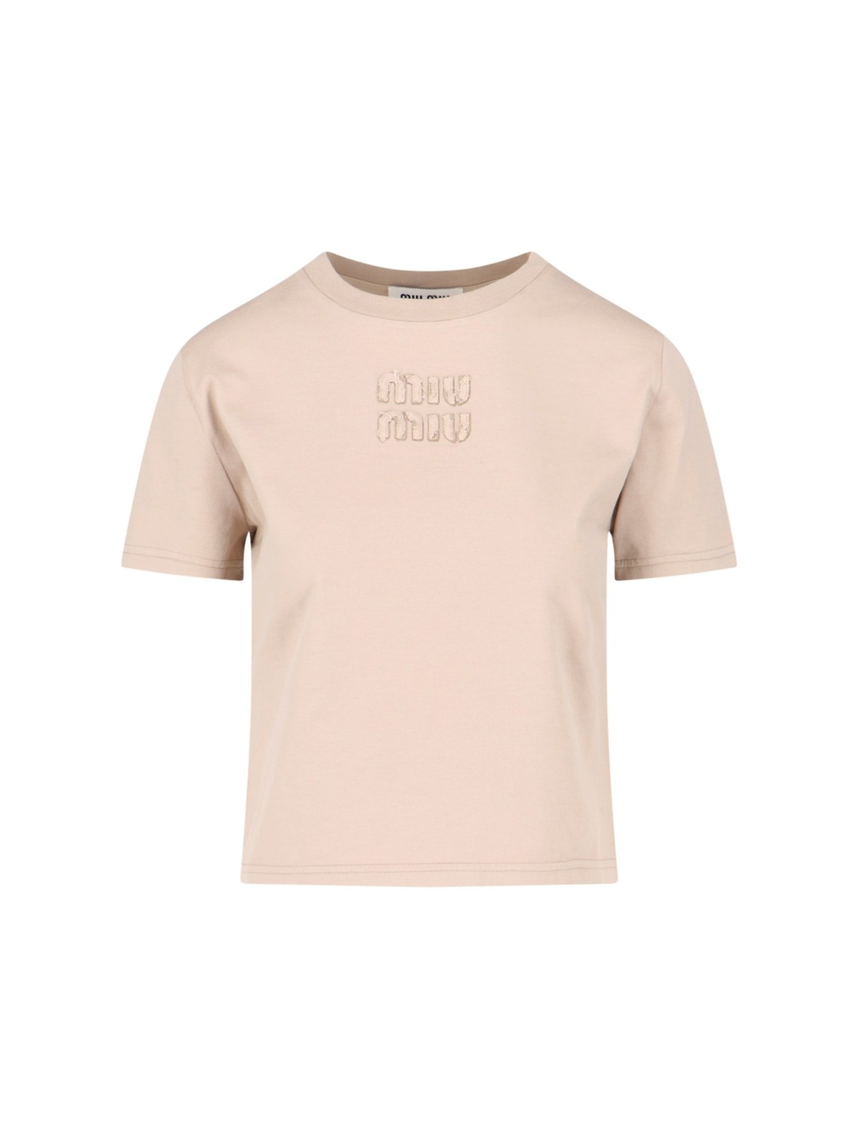 Miu Miu LOGO CROP T-SHIRT | sugar | REVERSIBLE