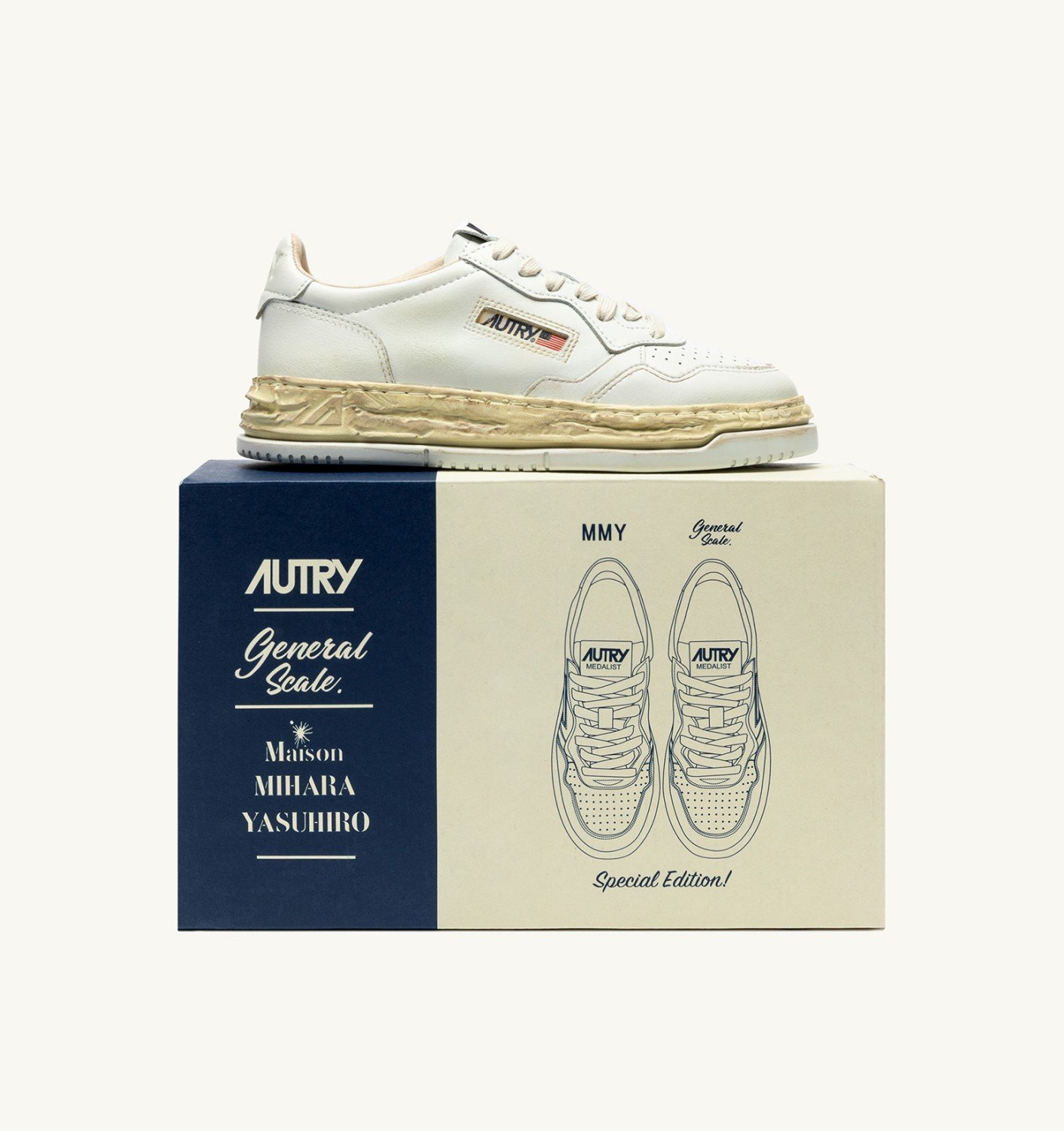 MEDALIST LOW SUPER VINTAGE 'Autry x Maison MIHARA YASUHIRO General Scale.' SNEAKERS IN WHITE LEATHER - 7