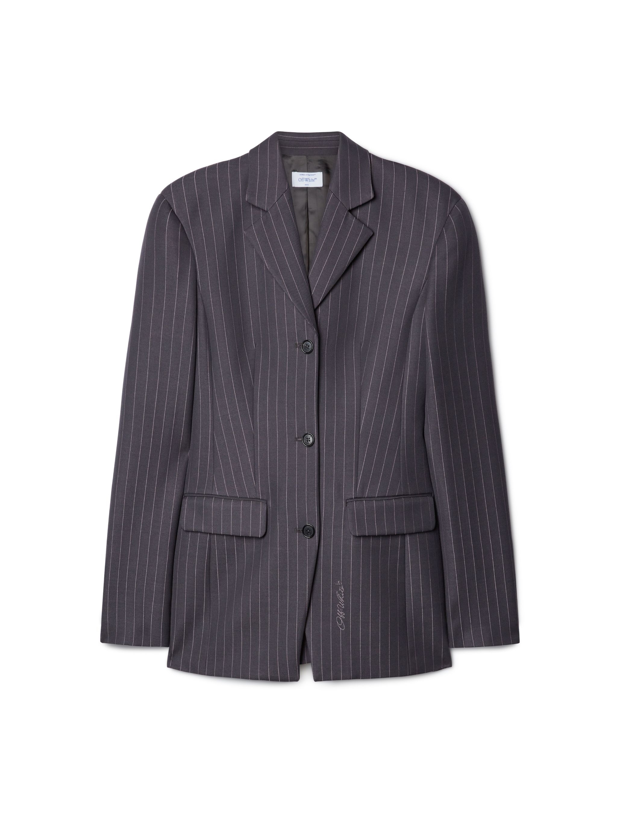 Grey Pinstripe Fitted Jacket - 1