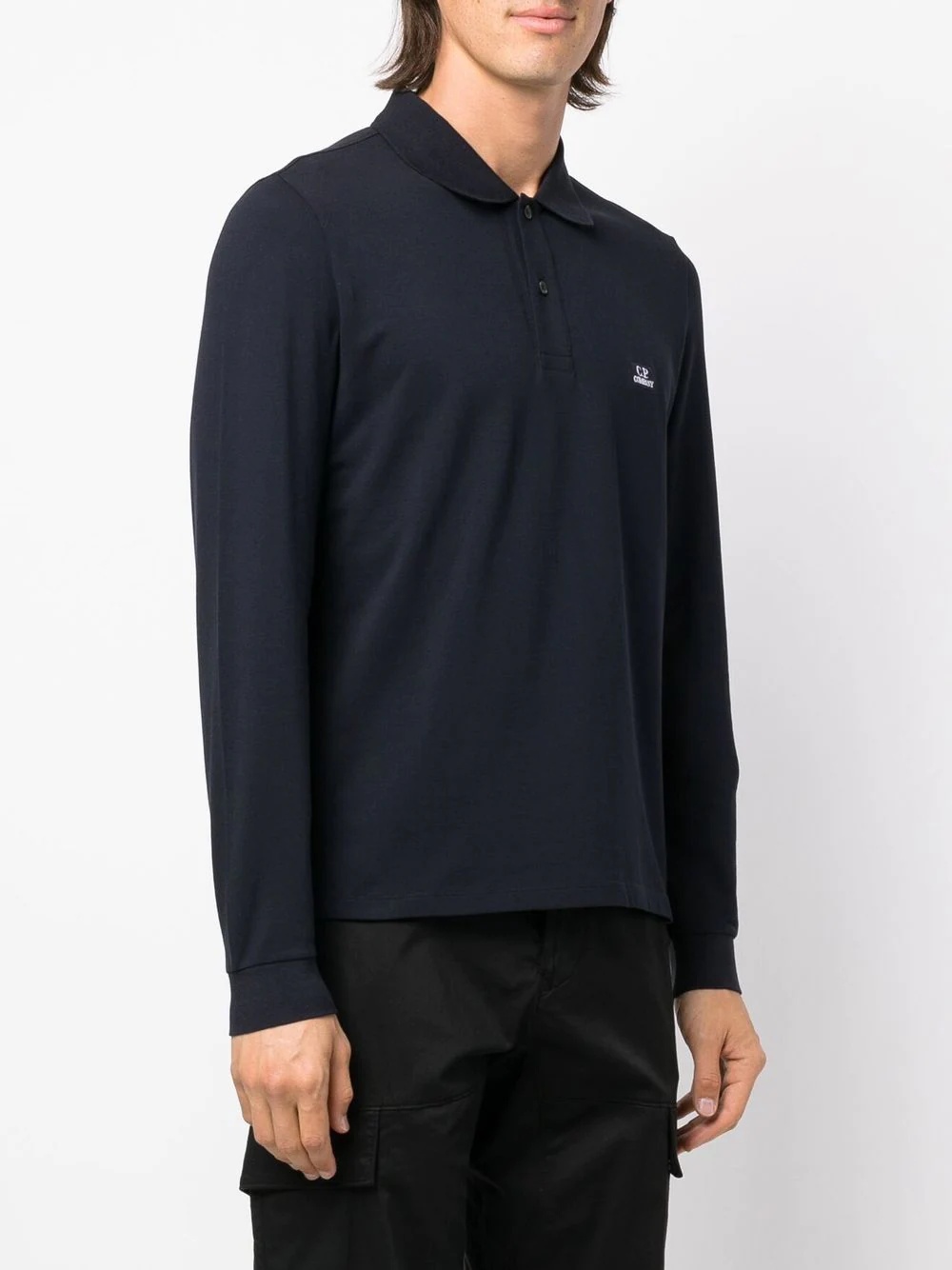 logo-patch long-sleeve polo shirt - 3