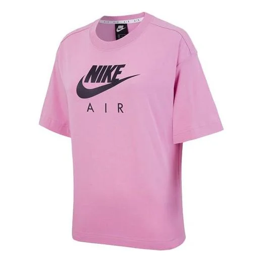 (WMNS) Nike Air Logo Printing Width Loose Sport Short Sleeve 'Pink' DB3841-693 - 1