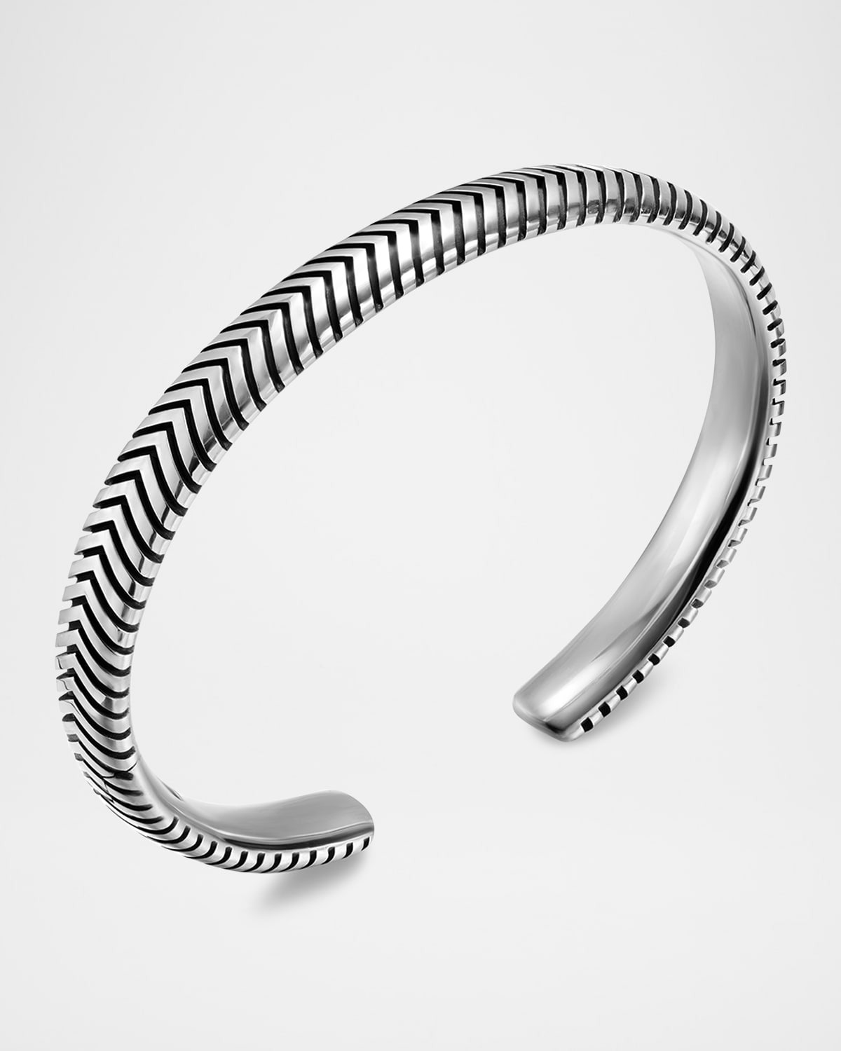 Men's Chevron Cuff Bracelet in Silver, 8mm - 3
