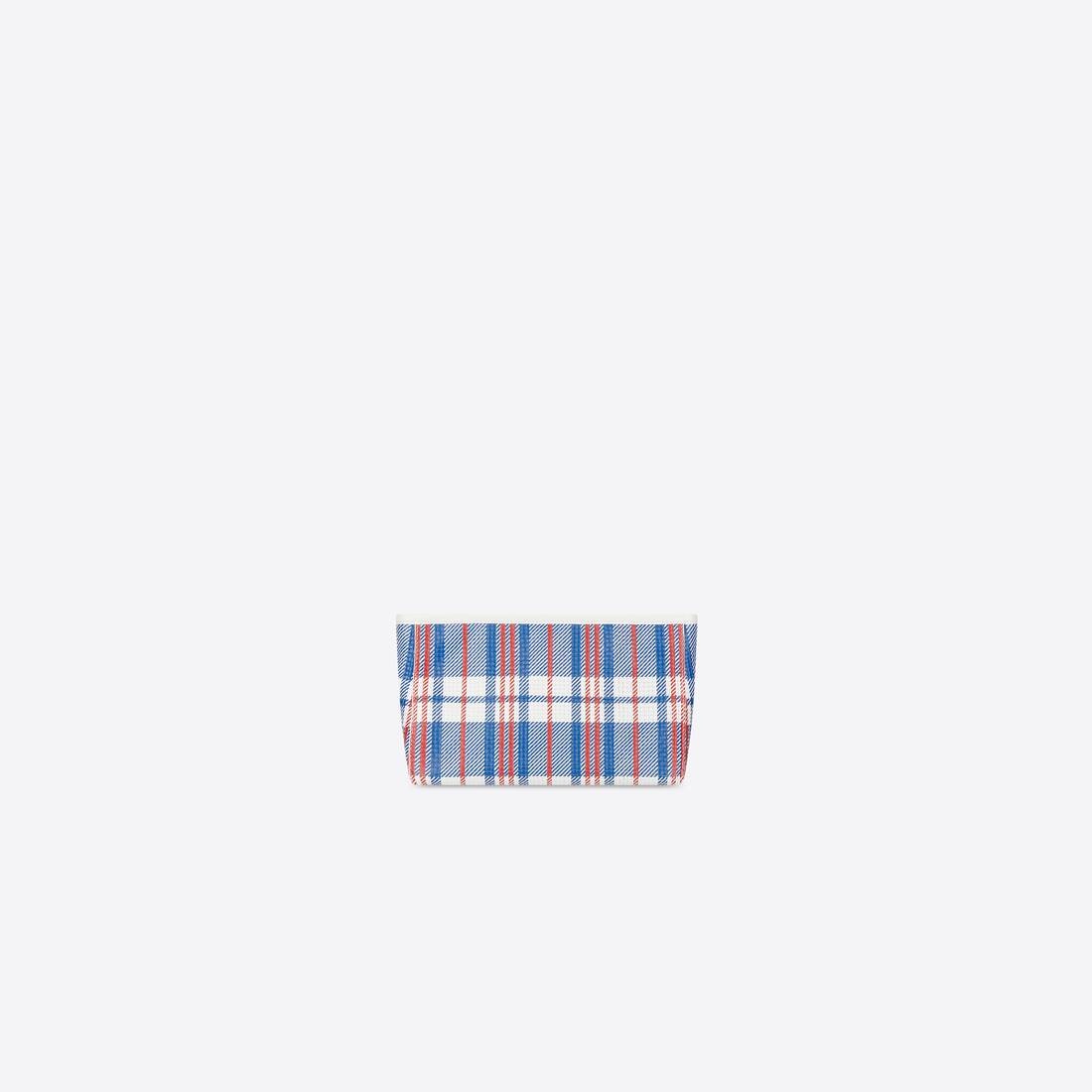 Women's Barbes Small Zip Pouch Check Printed in Blue - 2