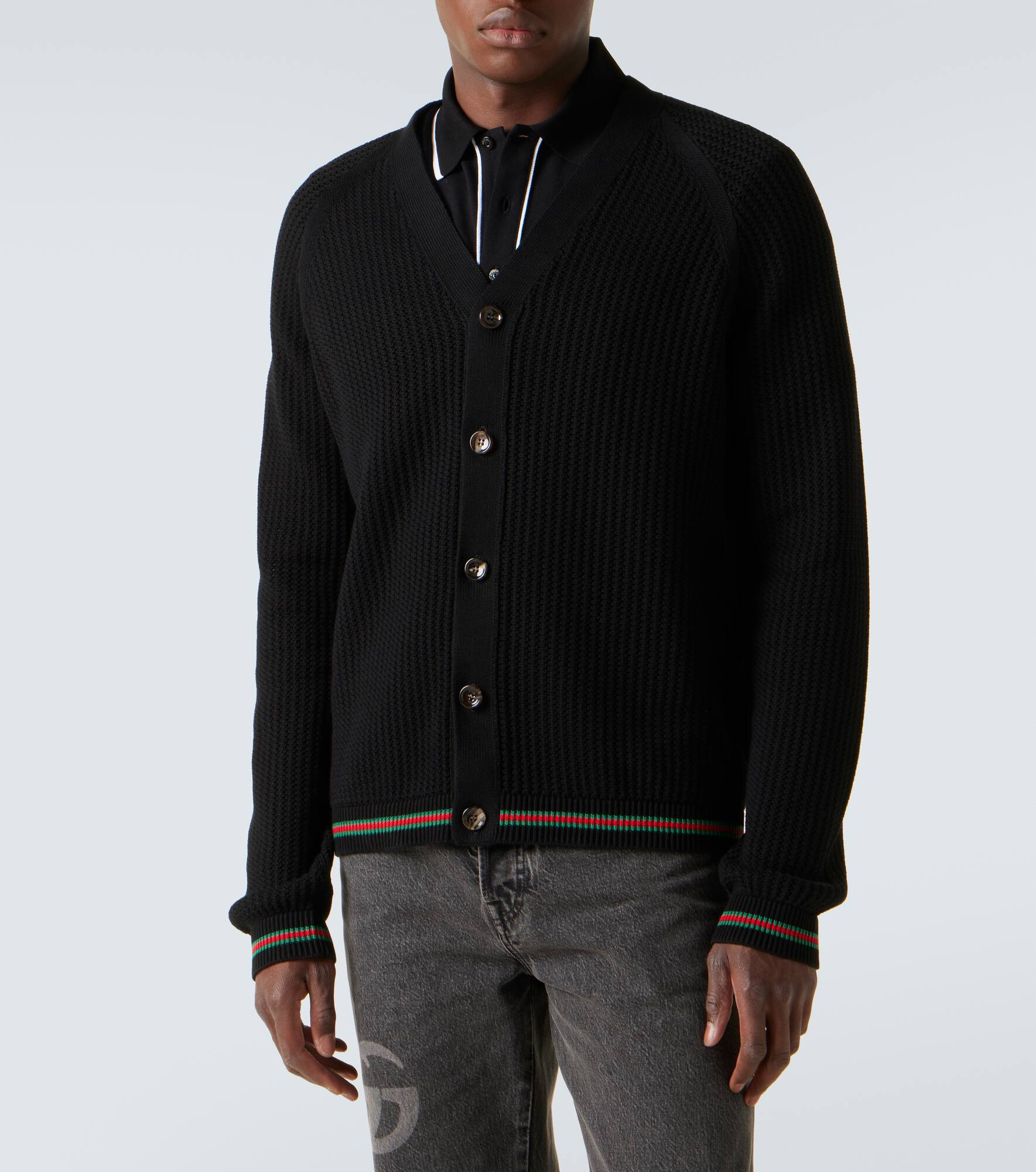 Web Stripe cotton cardigan - 3