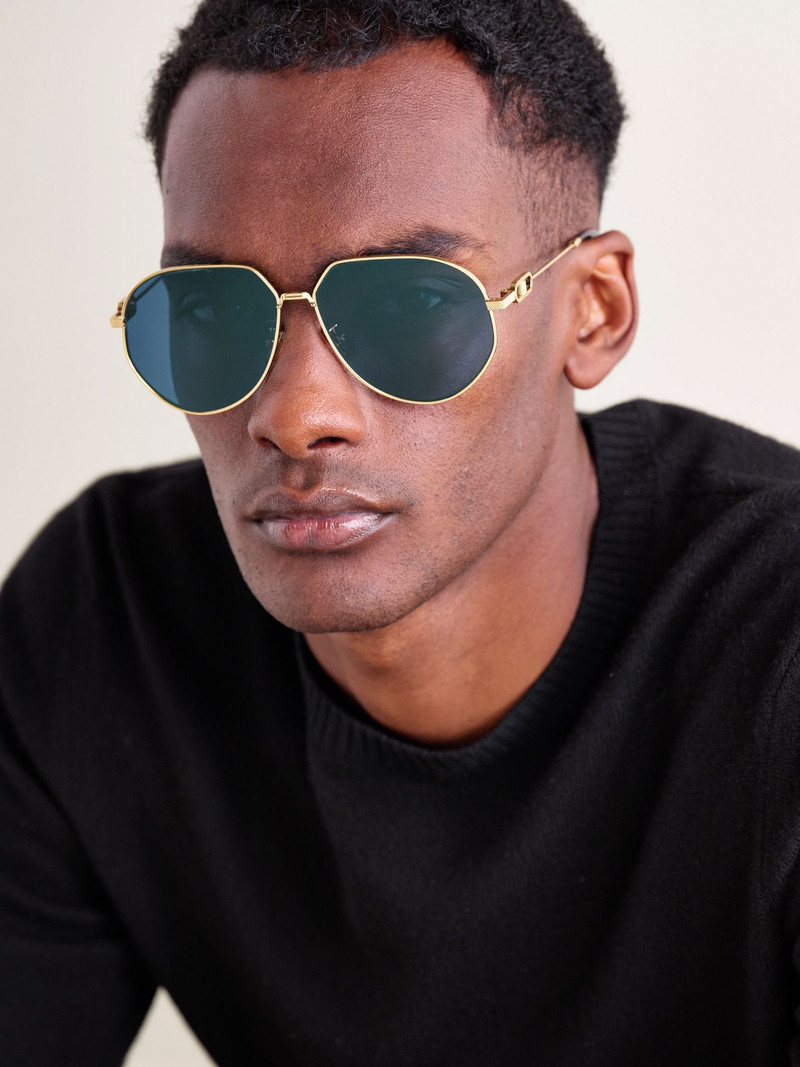 Dior CD Link A1U Round-Frame Gold-Tone Sunglasses Gold outlook