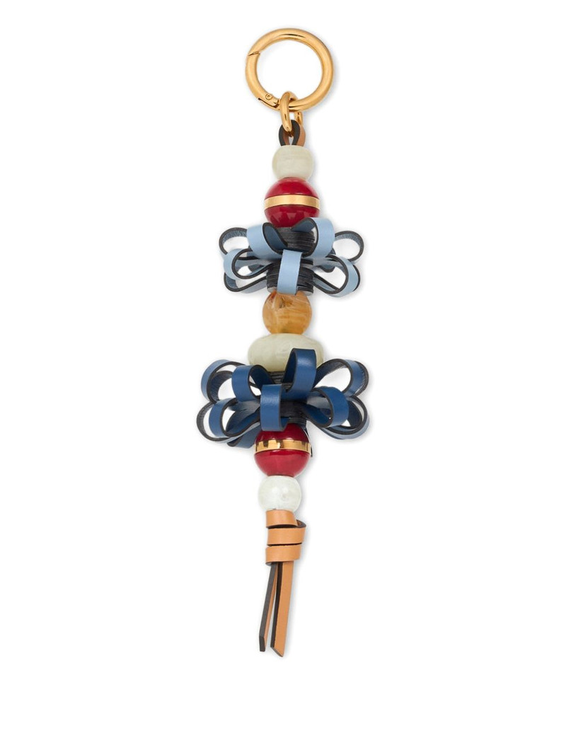 flowers-motif marbles leather bag charm 1